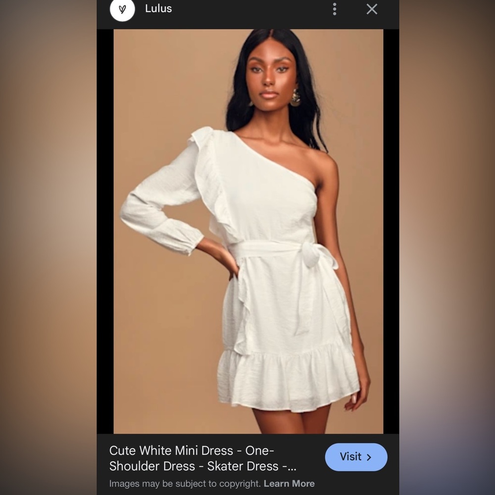 Lulu's White One-Shoulder Ruffle Mini Dress